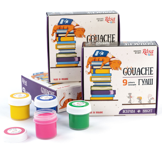 Канцтовары - Набор гуашевых красок ROSA Kids Cats 9 цветов (301102)#5