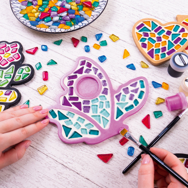 Мозаика - Набор стеклянной мозаики Mosaaro Хрустальное стекло Подсвечник бабочка (MA1004)#3