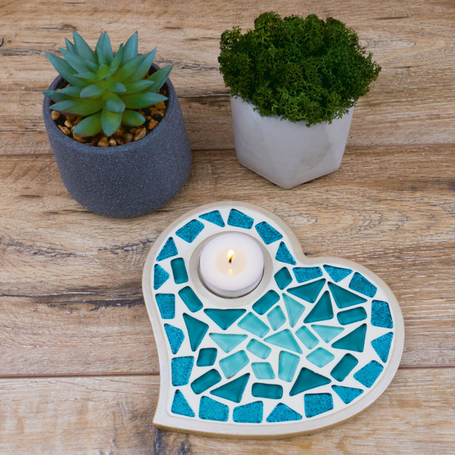 Мозаїка - Набір скляної мозаїки Mosaaro Кришталеве скло Підсвічник серце (MA1011)#4