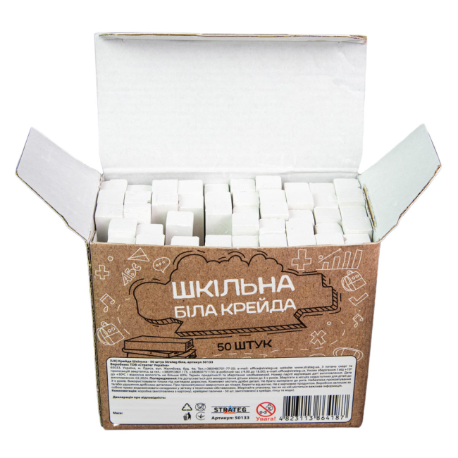 Канцтовари - Крейда Strateg Шкільна біла 50 штук (50133)#2
