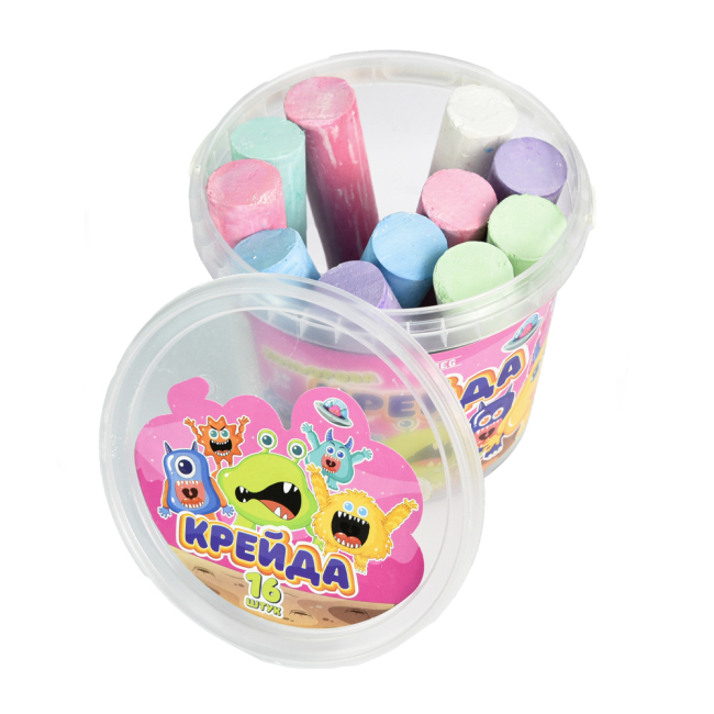 Канцтовари - Крейда Strateg Монстри різнокольорова 16 штук (50138)#2