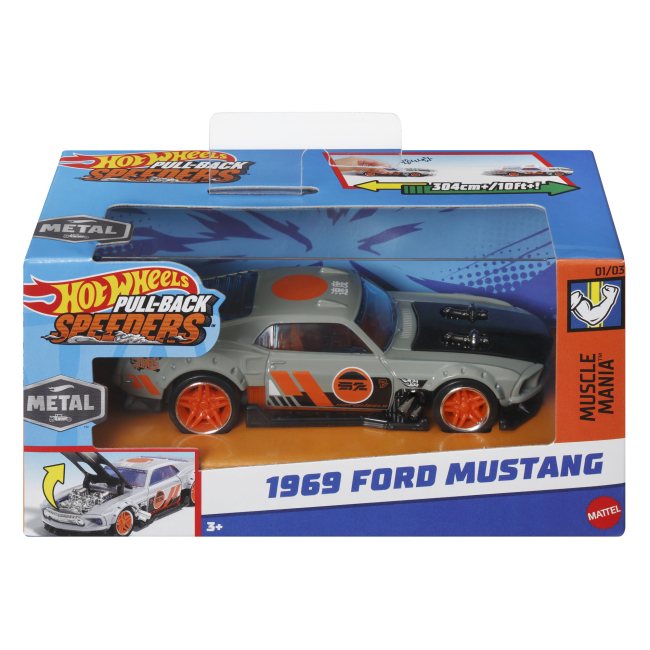 Автомодели - ​Автомодель Hot Wheels Pull-back speeders 1969 Ford Mustang (HPR70/HWH33)#5