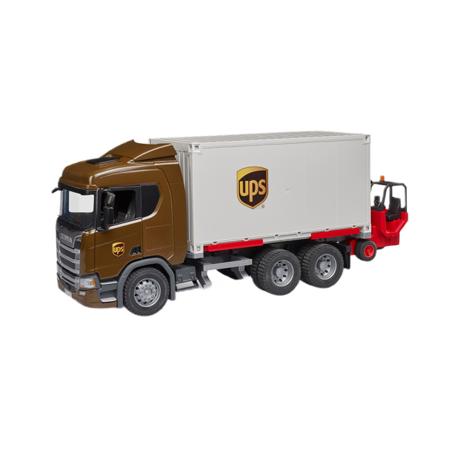 Транспорт и спецтехника - Игровой набор Bruder Автомобиль Scania Super 560R курьерской службы UPS и погрузчик (03582)#4