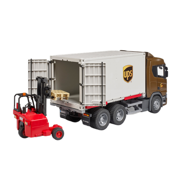 Транспорт и спецтехника - Игровой набор Bruder Автомобиль Scania Super 560R курьерской службы UPS и погрузчик (03582)#7