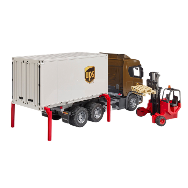 Транспорт и спецтехника - Игровой набор Bruder Автомобиль Scania Super 560R курьерской службы UPS и погрузчик (03582)#8
