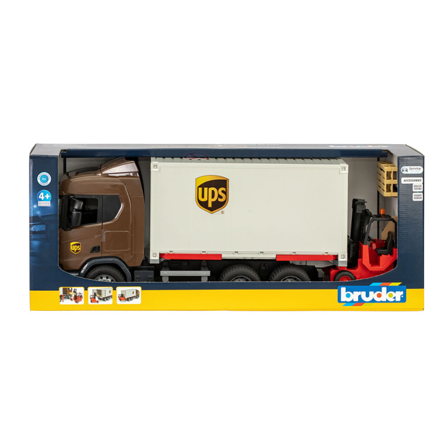 Транспорт и спецтехника - Игровой набор Bruder Автомобиль Scania Super 560R курьерской службы UPS и погрузчик (03582)#9