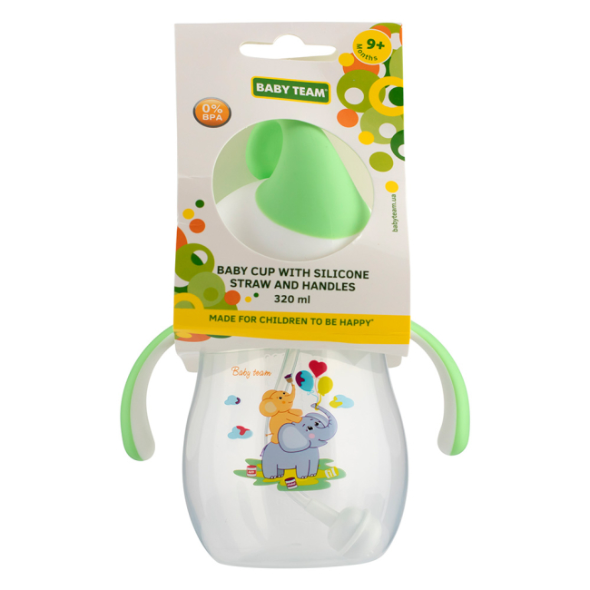 Бутылки для воды - Поильник Baby Team с силиконовой трубочкой и ручками 300 мл (5009)#5