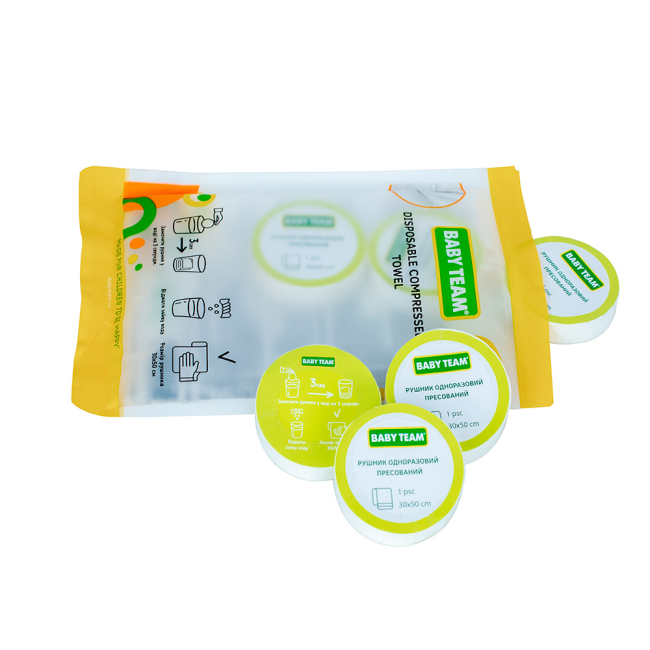 Товары по уходу - Полотенца одноразовые Baby Team прессованные 6 шт (0155)#3