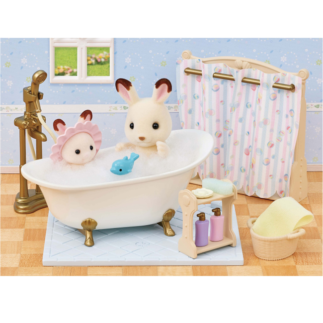 Аксесуари для фігурок - Ігровий набір Sylvanian Families Ванна кімната зі шторкою для душу (5739)#7