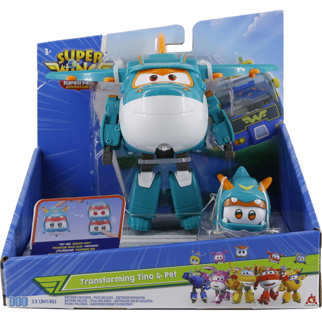 Фігурки персонажів - Фігурка-трансформер Super Wings Supercharge Тіно і улюбленець (EU770447)#4