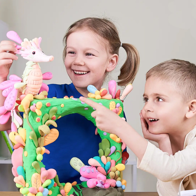 Наборы для лепки - Воздушная глина ОКТО School supplies голубая 910 мл (20008)#2