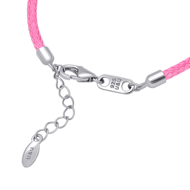 Ювелірні прикраси - Браслет UmaUmi Телець зі срібними застібками рожевий (469575800611)#3