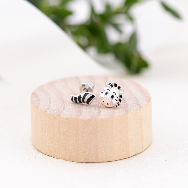 Ювелірні прикраси - Сережки UmaUmi Зебрятко з прапорцем (210570300602)#2