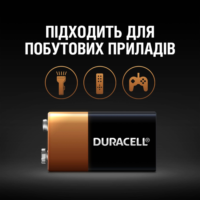 Аккумуляторы и батарейки - Батарейка алкалиновая Duracell Basic 9V 6LR61 1 штука (5000394077225)#4