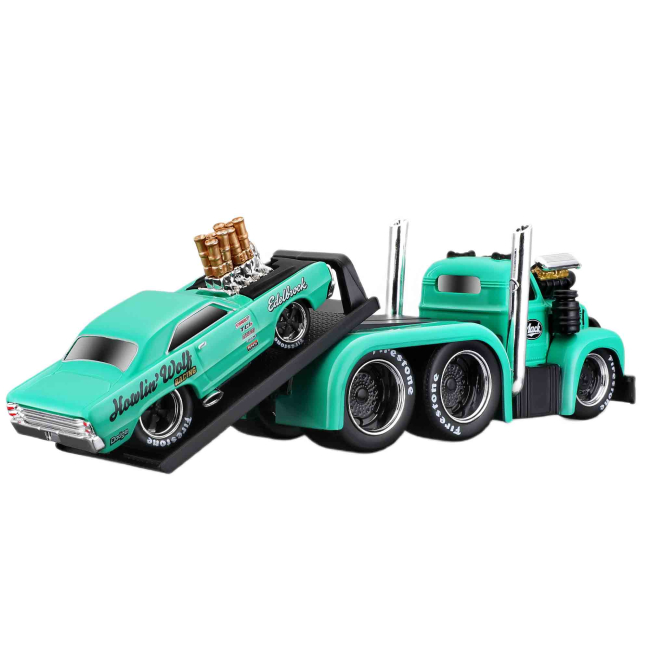 Транспорт і спецтехніка - Набір Maisto Muscle Machines 1953 MACK B-61 Flatbed 1968 Dodge Dart Hemi Gasset (11532/11542)#3
