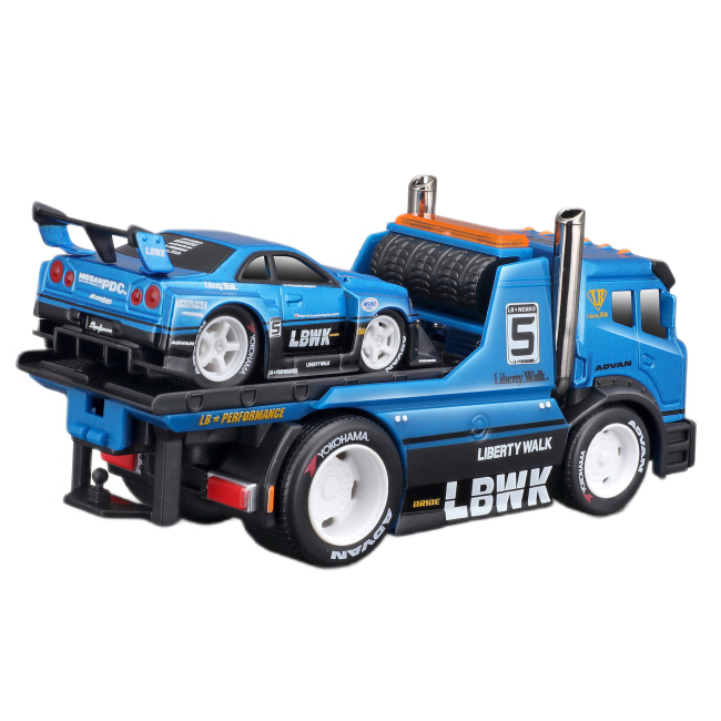 Транспорт і спецтехніка - Набір Maisto Muscle Machines JDM Flatbed Liberty Walk 1999 Nissan Skyline GT-RR34 (11532/11546)#4