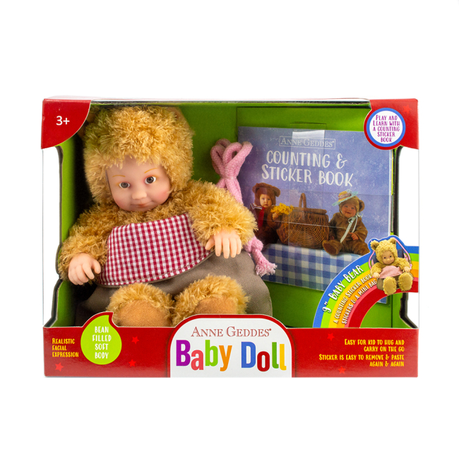 Пупси - Ігровий набір Anne Geddes Маленьке Ведмежатко з сумкою та стікерами 23 см (21071AG)#4