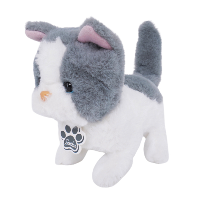 М'які тварини - Інтерактивна іграшка Pugs at play Сіро-біле кошеня Sasha (ST-PAP08)#2