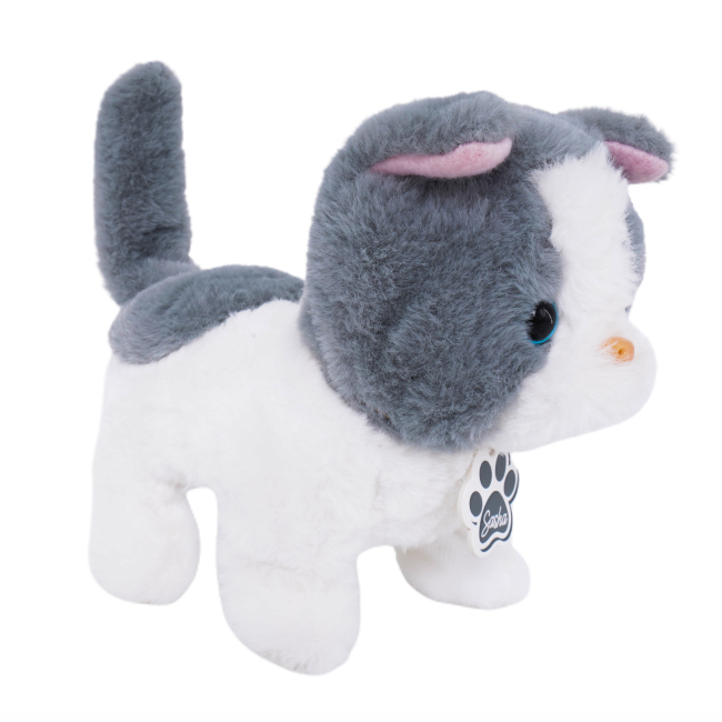 М'які тварини - Інтерактивна іграшка Pugs at play Сіро-біле кошеня Sasha (ST-PAP08)#3