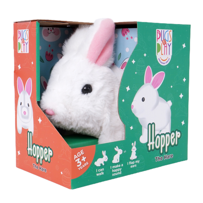 Мягкие животные - Интерактивная игрушка Pugs at play Белый кролик Hopper (ST-PAP10)#3