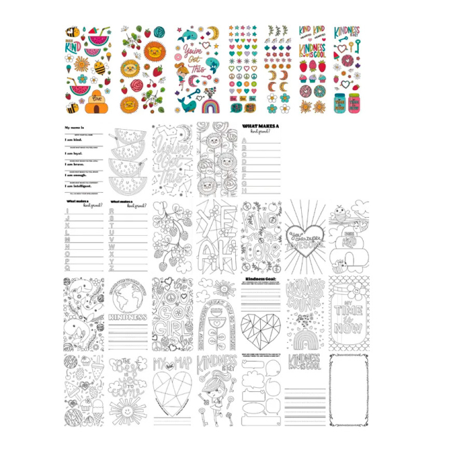 Товари для малювання - Розмальовка Let's Craft Доброта - ключ до всього з наліпками та восковими крейдами (AEG003)#2