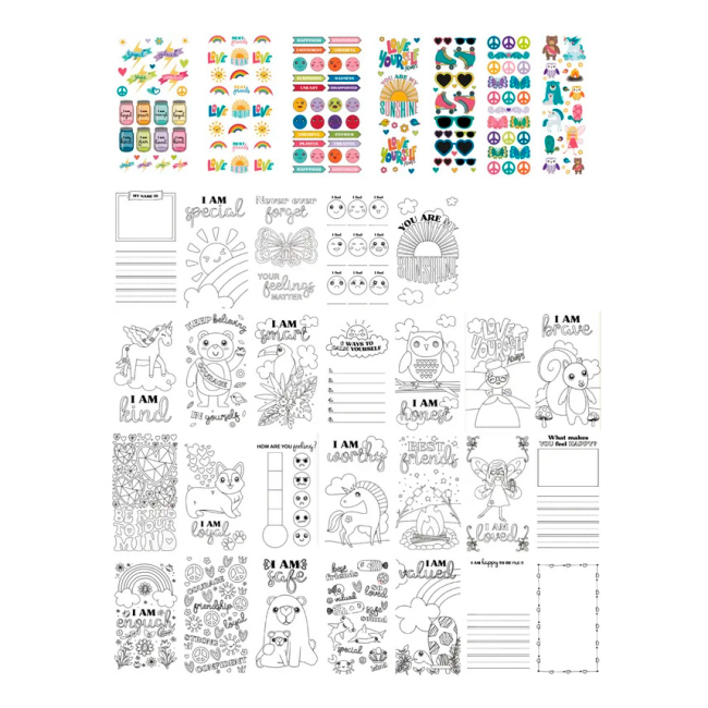 Товари для малювання - Розмальовка Let's Craft Люби себе з наліпками та восковими крейдами (AEG004)#2