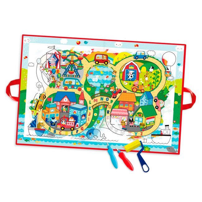 Товары для рисования - Водная раскраска-коврик Let's Craft Магические преображения Оживленный городок (MRM001-E)#2