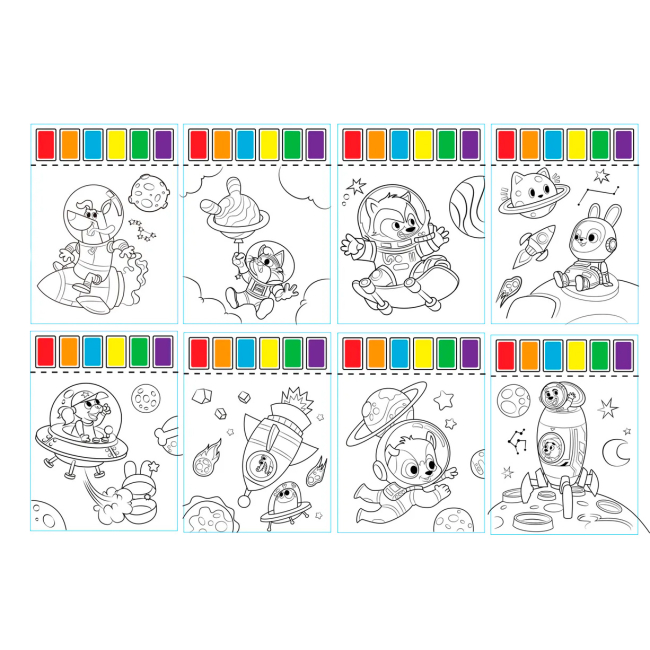 Товари для малювання - Водні розмальовки Let's Craft Космічні пригоди з палітрою та пензликом (PWW004)#2