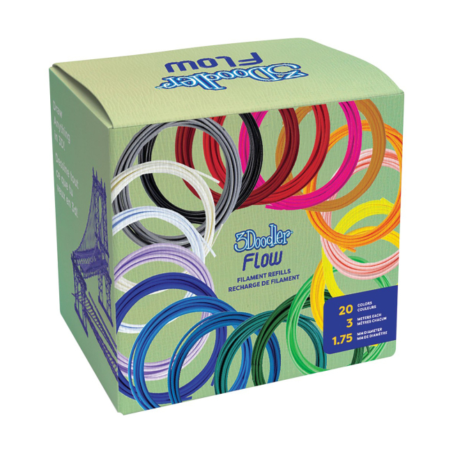 3D-ручки - Набір стрижнів для 3D-ручки 3Doodler Flow Мікс 20 кольорів (FLOW-FILLS)#2