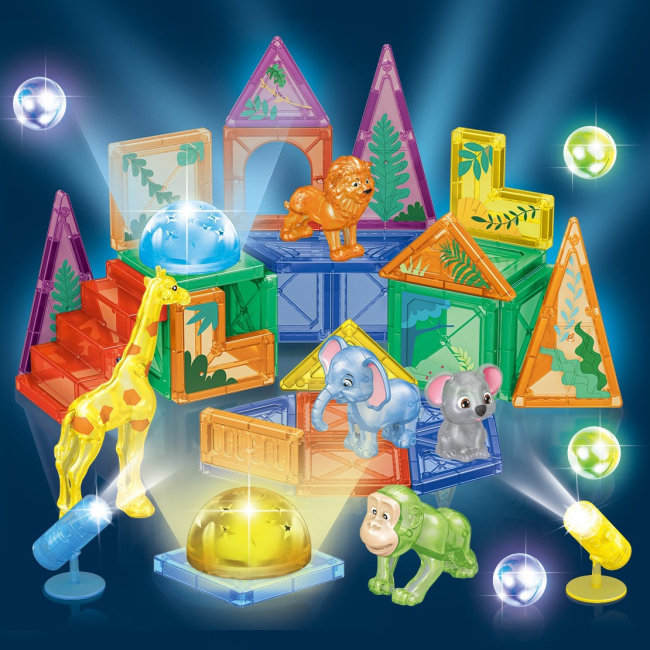 Магнитные конструкторы - Магнитный конструктор Dezhi Дикие животные 44 детали (HD126A-1)#3