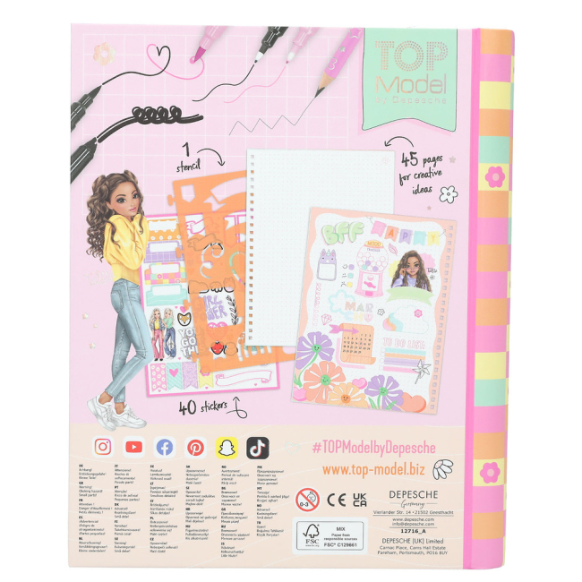 Товари для малювання - Книжка для розфарбовування Top Model Мій журнал з олівцем і фломастерами (0412716)#4