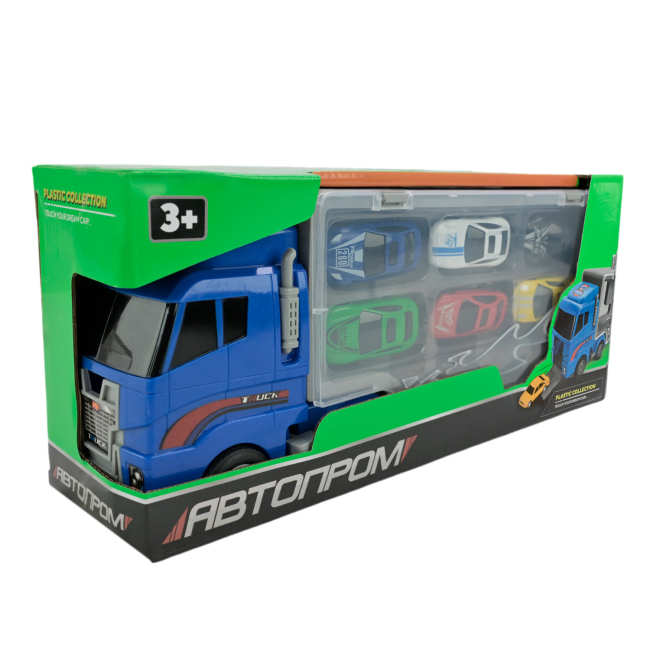 Транспорт і спецтехніка - Ігровий набір Автопром Трейлер з машинками (PS006-1)#4