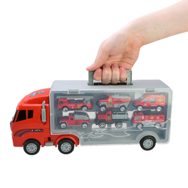 Транспорт і спецтехніка - Ігровий набір Автопром Трейлер із машинками (PS006-2)#5