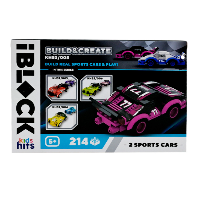 Конструктори з унікальними деталями - Конструктор IBLOCK Kids hits Дві спортивні машини 214 деталей (KH52/005)#2