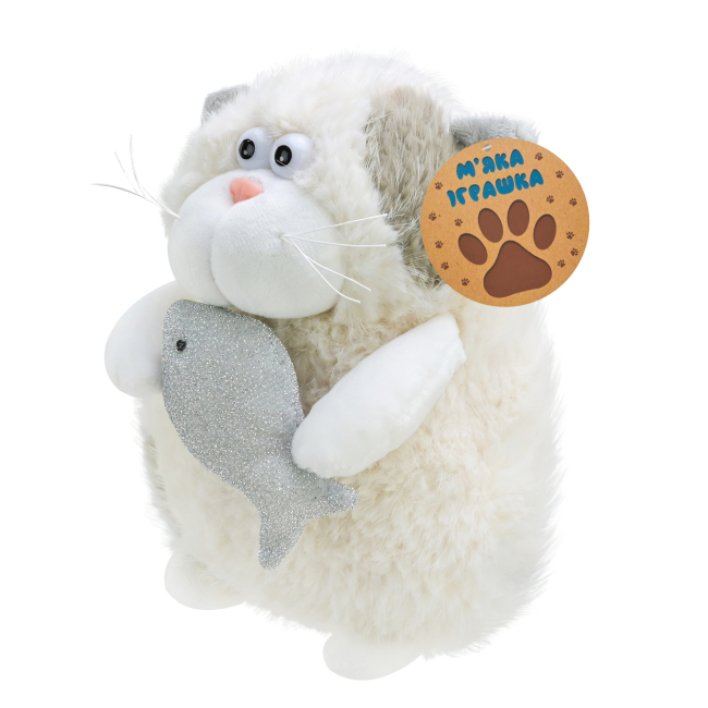 М'які тварини - М'яка іграшка Країна Іграшок Кіт з рибкою Сірі вушка (C6302/1)#2