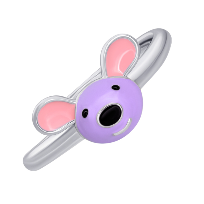 Ювелірні прикраси - Каблучка UmaUmi Мишеня з фіолетовою емаллю (2210000025691)#2