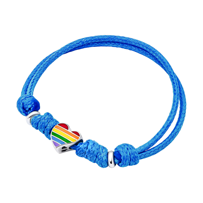 Ювелірні прикраси - Браслет UmaUmi Серце кольорове на шнурку з різнобарвною емаллю (2210000018945)#2
