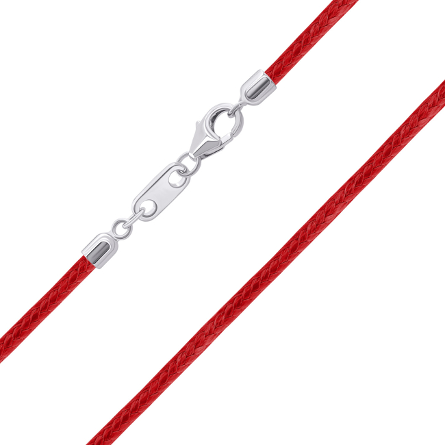 Ювелірні прикраси - Шнурок UmaUmi Стрілець зі срібними застібками червоний (2210000015555)#2