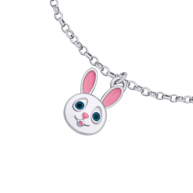 Ювелірні прикраси - Браслет UmaUmi Зайчик з морквою із біло-рожевою та помаранчевою емаллю (2210000018983)#2