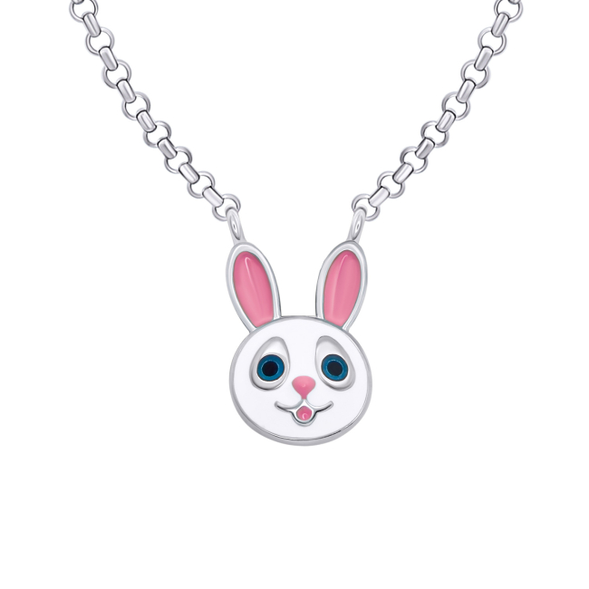 Ювелирные украшения - Колье UmaUmi Зайчик с морковью с бело-розовой и оранжевой эмалью (2210000018976)#2