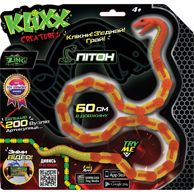 Фігурки тварин - Фігурка Klixx Creaturez Fidget Пітон зелено-червоний (KX130P_A)#3