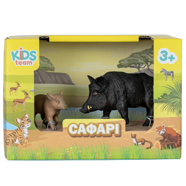 Фигурки животных - Набор фигурок Kids Team Сафари Черный кабан и детеныш (Q9899-A33/1)#2