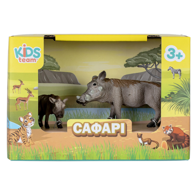 Фигурки животных - Набор фигурок Kids Team Сафари Кабан бородавочник и детеныш (Q9899-A33/2)#2