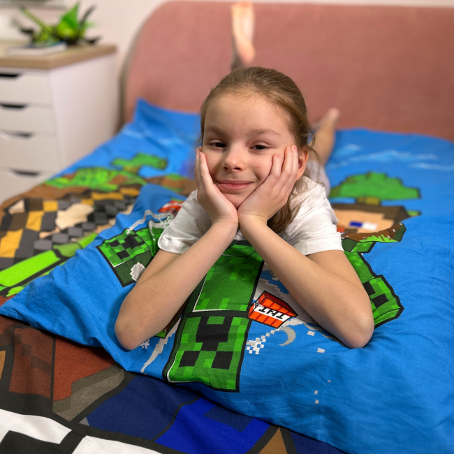 Подушки - Комплект дитячої постільної білизни Halantex Minecraft 140 x 200 см (MNC-282BL)#5