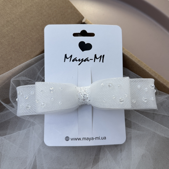 Біжутерія та аксесуари - Заколка Мауа-МІ Бантик повітряний подвійний молочний (0199-0125-2-1)#2