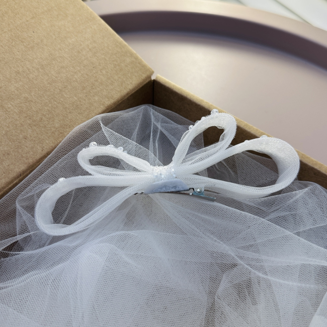 Біжутерія та аксесуари - Заколка Мауа-МІ Бантик повітряний подвійний молочний (0199-0125-2-1)#3