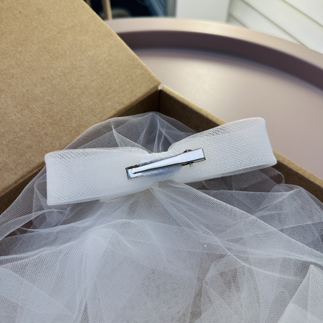 Біжутерія та аксесуари - Заколка Мауа-МІ Бантик повітряний подвійний молочний (0199-0125-2-1)#4