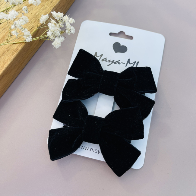 Біжутерія та аксесуари - Заколки Мауа-МІ Оксамитовий бант подвійний чорний (0199-0137-2)#2