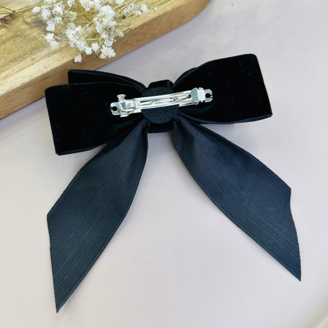 Бижутерия и аксессуары - Заколка Мауа-МІ Бархатный бант Сердечко черный (0199-0142-2)#3