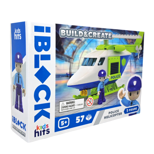 Конструктори з унікальними деталями - Конструктор IBLOCK Build & create Police helicopter 57 деталей (KH41/002/1)#2